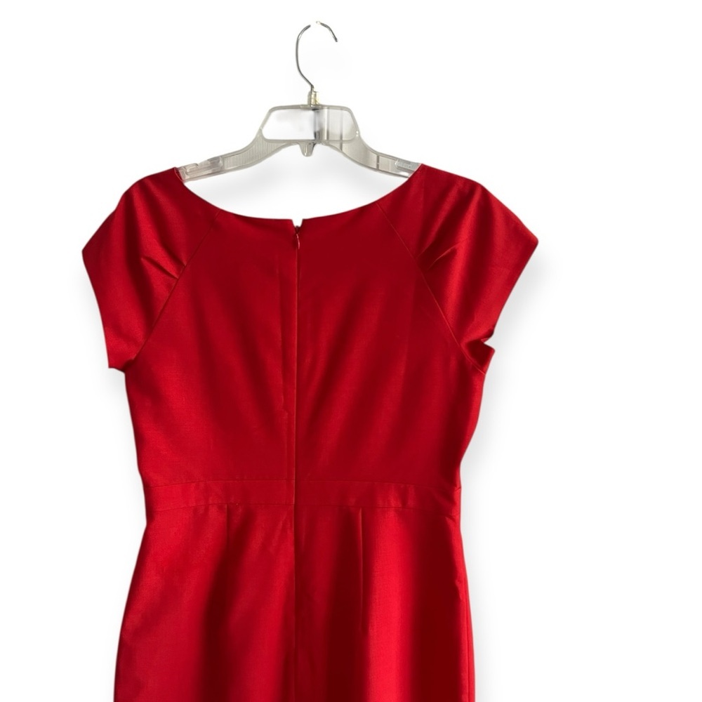 Red Cap-Sleeve Sheath Dress - Picture 6 of 11